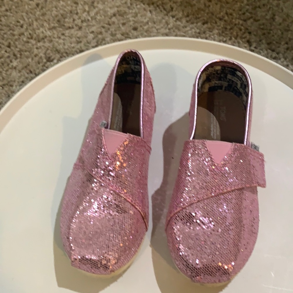 Pink Glitter TOMS Girls Size 11